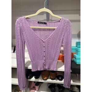 Purple crochet cardigan xs